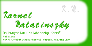 kornel malatinszky business card