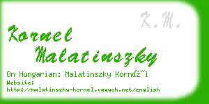 kornel malatinszky business card